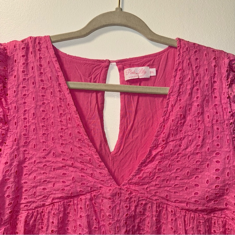 Pink Lily Pink Eyelet Dress